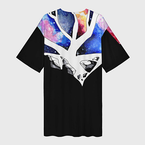 Женская длинная футболка Звёздные сердца / 3D-принт – фото 2
