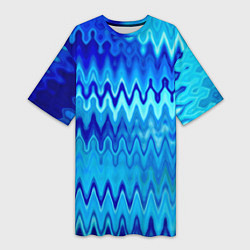 Женская длинная футболка Синий-голубой абстрактный узор