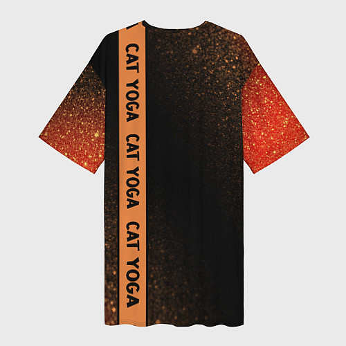 Женская длинная футболка Йога Кошка - Шум Лента / 3D-принт – фото 2