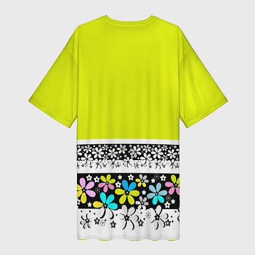 Женская длинная футболка Яркий цветочный узор / 3D-принт – фото 2
