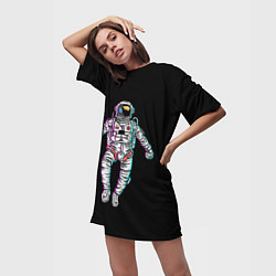 Футболка женская длинная Космонавт, цвет: 3D-принт — фото 2