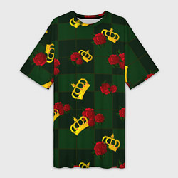 Женская длинная футболка Короны и розы
