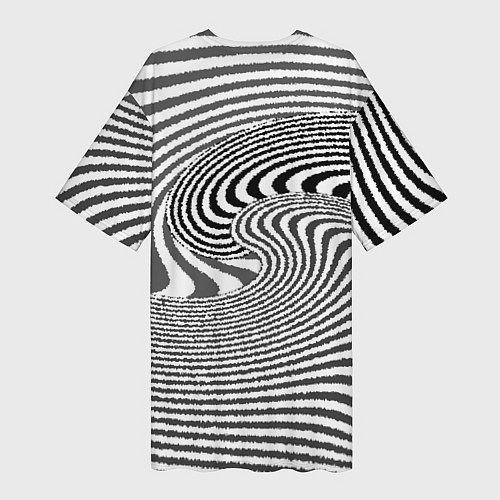 Женская длинная футболка Черно белый мозаичный узор / 3D-принт – фото 2