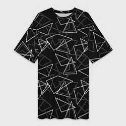 Женская длинная футболка Черно-белый геометрический