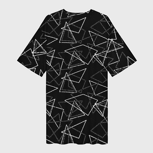 Женская длинная футболка Черно-белый геометрический / 3D-принт – фото 2