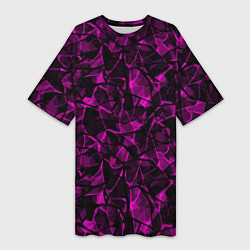 Женская длинная футболка Абстрактный узор цвета фуксия