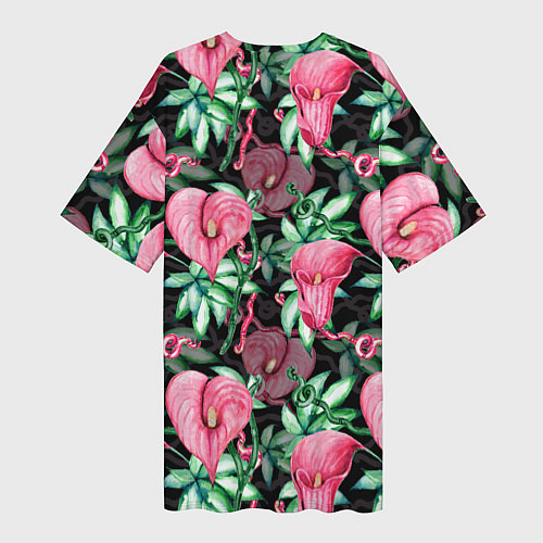 Женская длинная футболка Цветы в райском саду / 3D-принт – фото 2