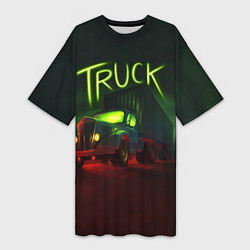 Футболка женская длинная Truck neon, цвет: 3D-принт