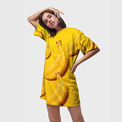 Футболка женская длинная Банановый рай, цвет: 3D-принт — фото 2