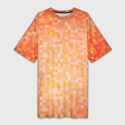 Женская длинная футболка Оранжевая пиксель абстракция
