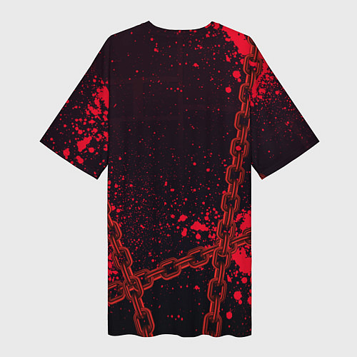 Женская длинная футболка Geometry Dash Red / 3D-принт – фото 2