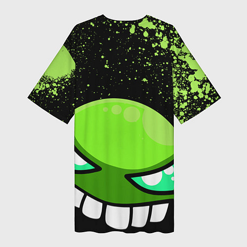 Женская длинная футболка Geometry Dash: Green Evil / 3D-принт – фото 2