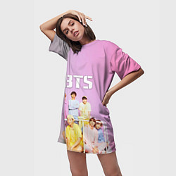 Футболка женская длинная BTS, цвет: 3D-принт — фото 2