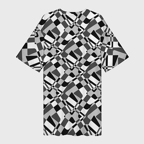 Женская длинная футболка Черно-белый абстрактный узор / 3D-принт – фото 2