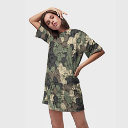 Футболка женская длинная Камуфляж из матрёшек, цвет: 3D-принт — фото 2