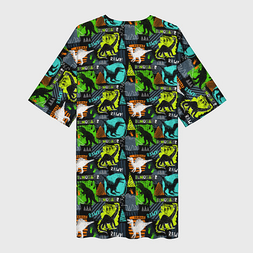 Женская длинная футболка Dinosaurs / 3D-принт – фото 2