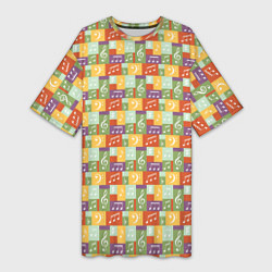 Женская длинная футболка Музыкальные Ноты