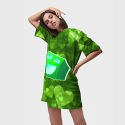 Футболка женская длинная Geometry Dash: Green Love Z, цвет: 3D-принт — фото 2