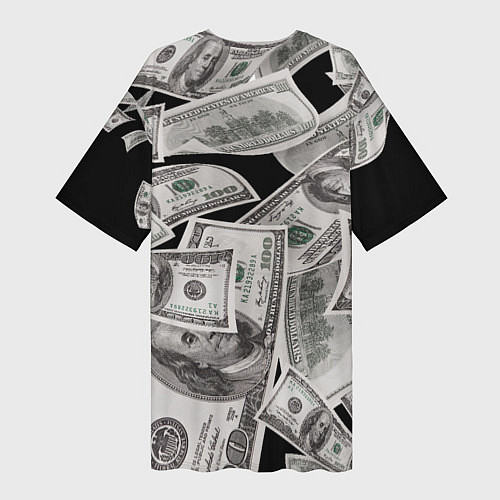 Женская длинная футболка Деньги и купюры смайл / 3D-принт – фото 2