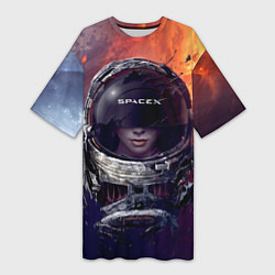 Женская длинная футболка Space X Elon Musk