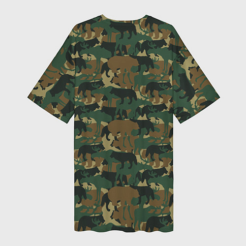 Женская длинная футболка Охотник камуфляж из зверей / 3D-принт – фото 2