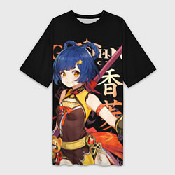 Футболка женская длинная Сян Лин Genshin Impact, цвет: 3D-принт