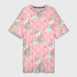 Женская длинная футболка Единороги для девочек