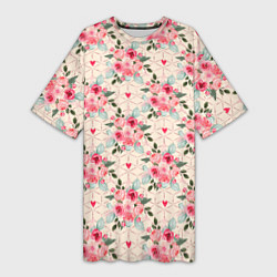Женская длинная футболка Полевые цветочки