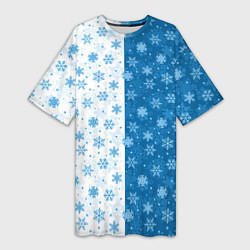 Женская длинная футболка Снежинки зимняя пора