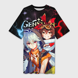 Женская длинная футболка Рэйзор и Эмбер, Genshin Impact