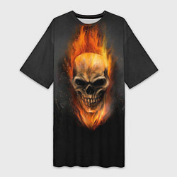 Женская длинная футболка Призрак в огне