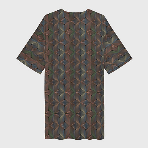 Женская длинная футболка Абстракция из разноцветных треугольников из линий / 3D-принт – фото 2