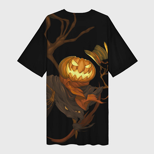 Женская длинная футболка Приветливая тыква на Хэллоуин / 3D-принт – фото 2
