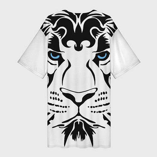 Женская длинная футболка Водяной голубоглазый тигр / 3D-принт – фото 2