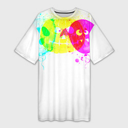 Футболка женская длинная Призраки Хэллоуина полиэстер, цвет: 3D-принт