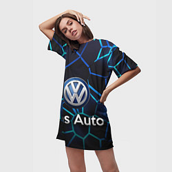 Футболка женская длинная Volkswagen слоган Das Auto, цвет: 3D-принт — фото 2