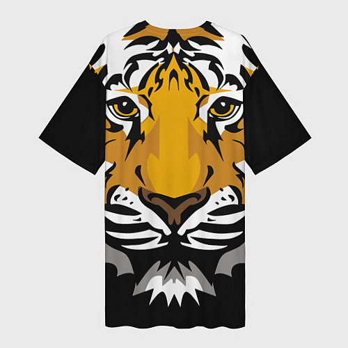 Женская длинная футболка Суровый взгляд тигра / 3D-принт – фото 2