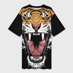 Женская длинная футболка Оскал амурского тигра