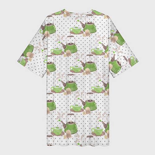 Женская длинная футболка Зеленый чай / 3D-принт – фото 2