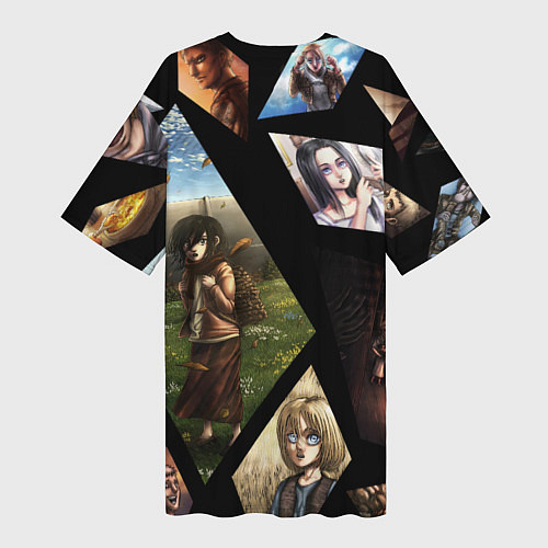 Женская длинная футболка Атака титанов портреты / 3D-принт – фото 2