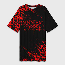 Женская длинная футболка CANNIBAL CORPSE КРАСНЫЕ ЧЕРЕПА