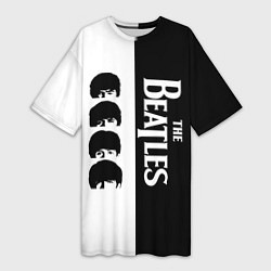 Женская длинная футболка The Beatles черно - белый партер