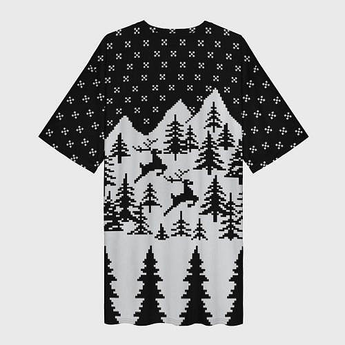 Женская длинная футболка Северные Олени в Горах / 3D-принт – фото 2