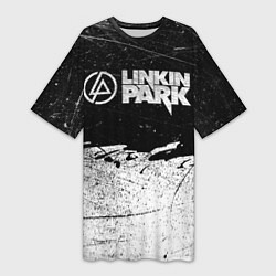 Женская длинная футболка Линкин Парк Лого Рок ЧБ Linkin Park Rock