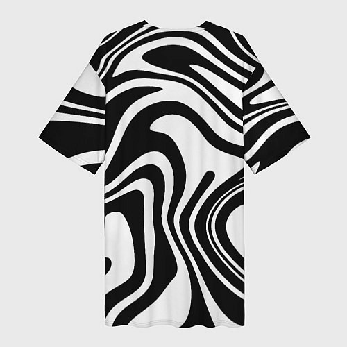 Женская длинная футболка Черно-белые полосы Black and white stripes / 3D-принт – фото 2
