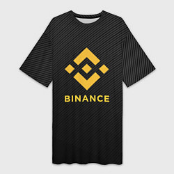 Футболка женская длинная БИНАНС ЛОГО CARBON BINANCE LOGO, цвет: 3D-принт