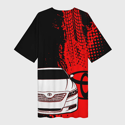 Женская длинная футболка Camry Toyota glitch / 3D-принт – фото 2