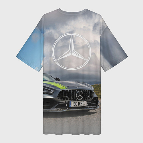 Женская длинная футболка Mercedes V8 Biturbo Racing Team AMG / 3D-принт – фото 2
