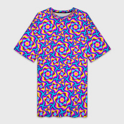 Женская длинная футболка Красочный фон с цветами