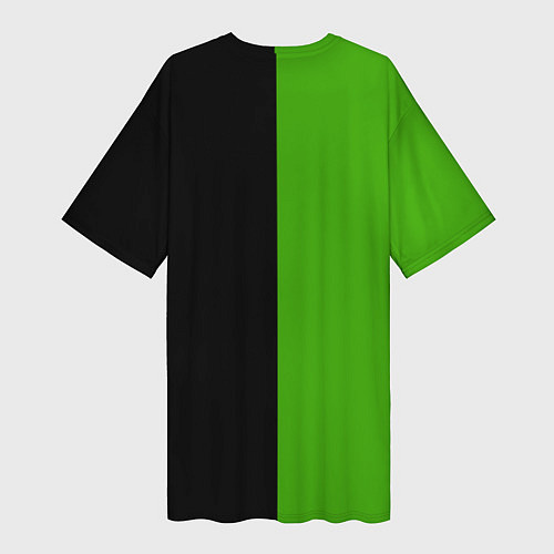 Женская длинная футболка SKODA черно-зеленый / 3D-принт – фото 2